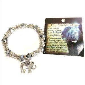 Elephant Bracelet With Spirit Guide Meaning Silver Tone Beaded Leadership